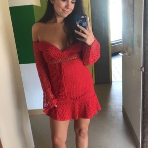 Princess Polly Mini Red Crochet Dress